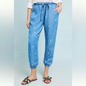 Cloth & Stone Dotted Chambray Joggers Size Medium